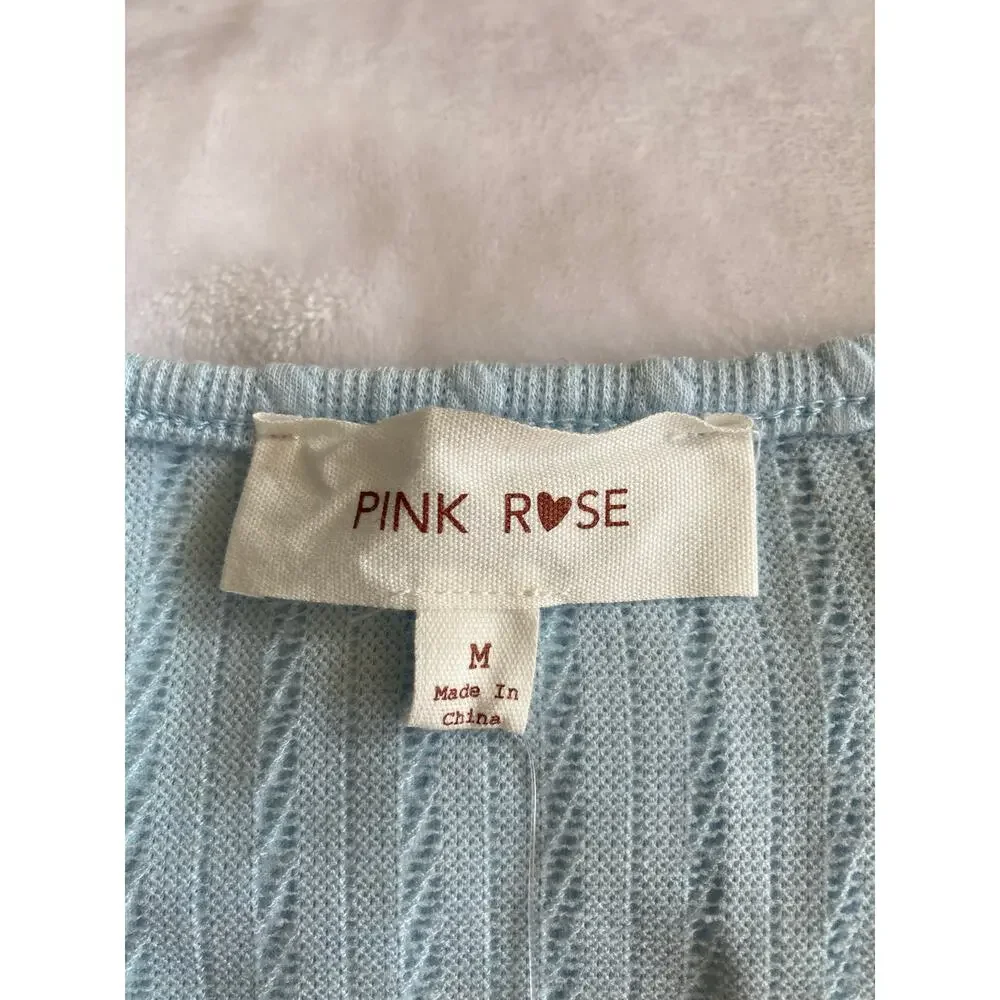 NWT Baby Blue Ribbed Cropped Cover Up/Bolero /Sweater Size M (Juniors) - Picture 4 of 8